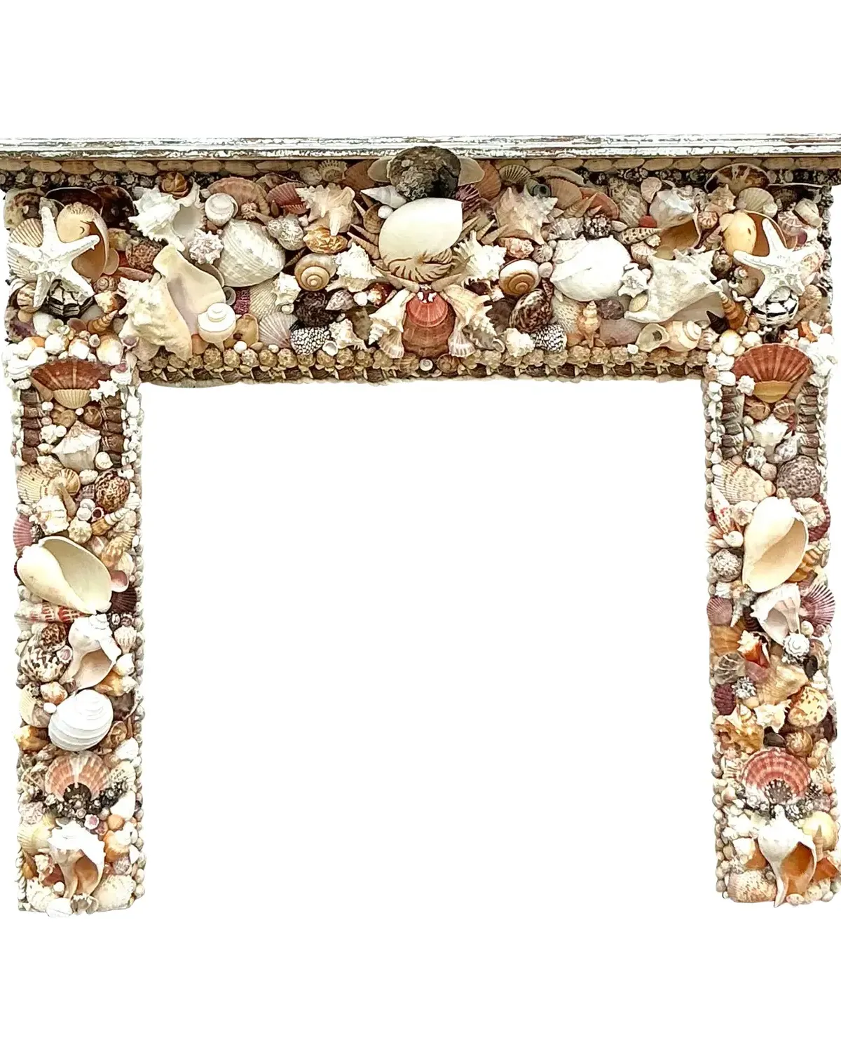 Vintage Boho Shell Encrusted Fireplace Surround - Shell, 60W x 51H