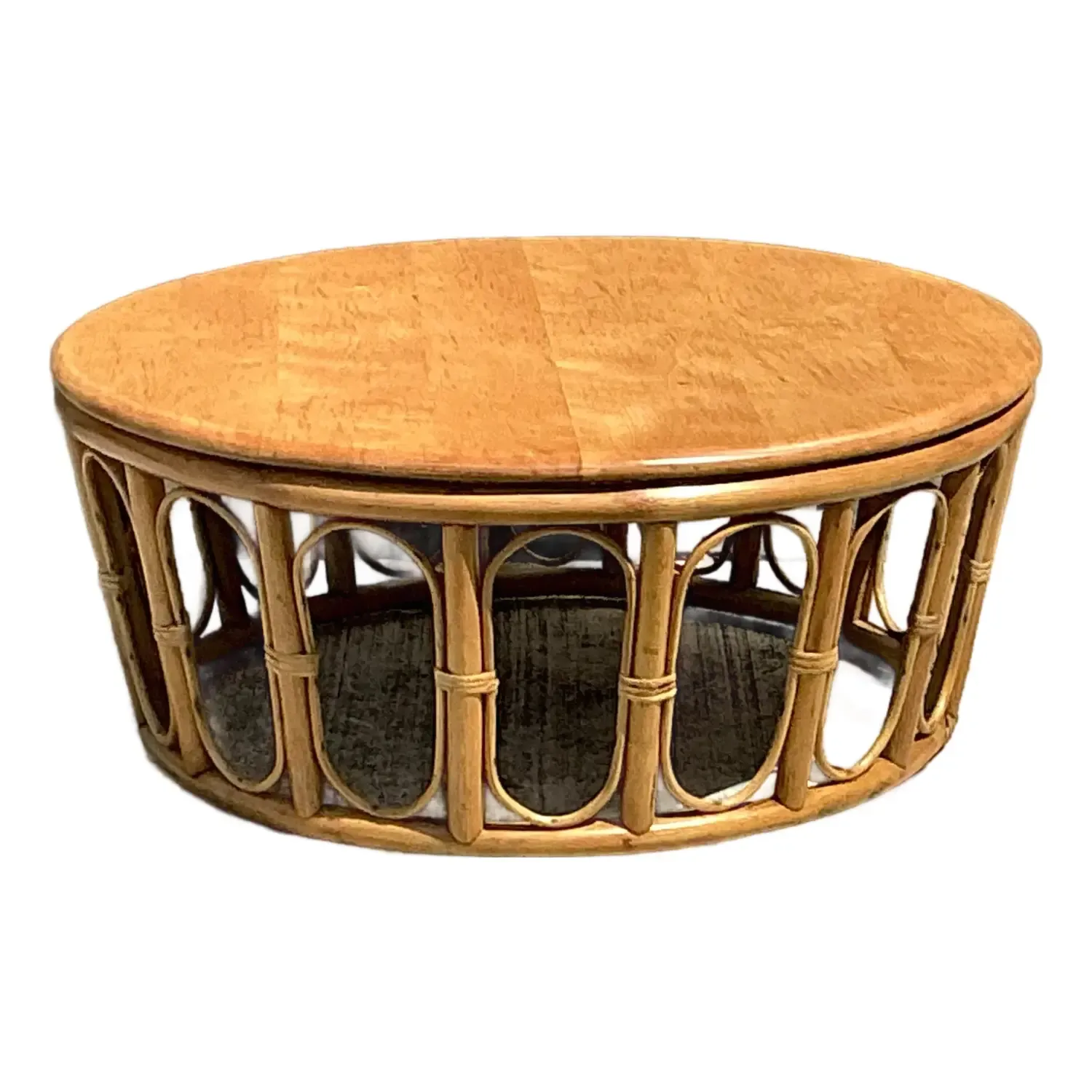 Vintage Looped Rattan Coffee Table — additional photo 1