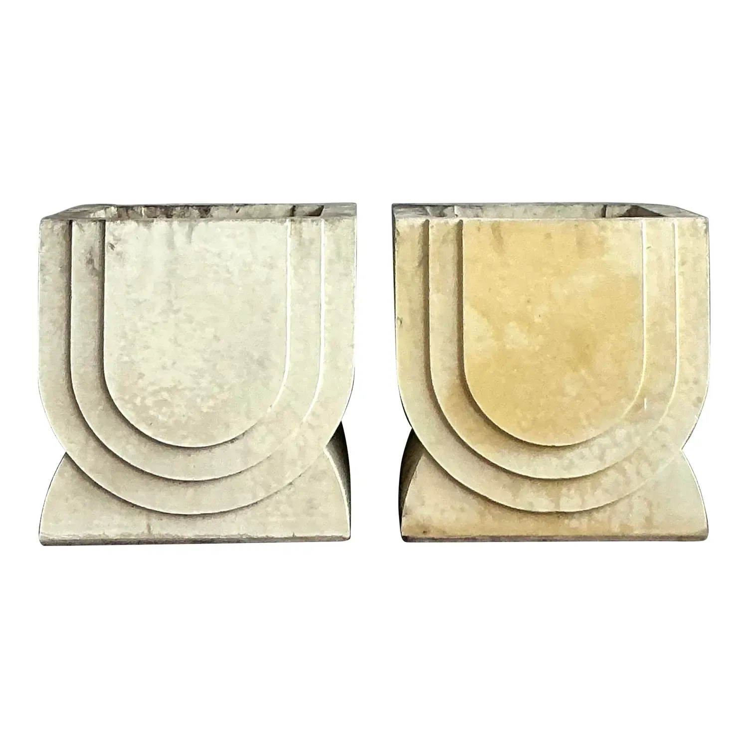 Vintage Boho Carved Stone Planters - A Pair — additional photo 1