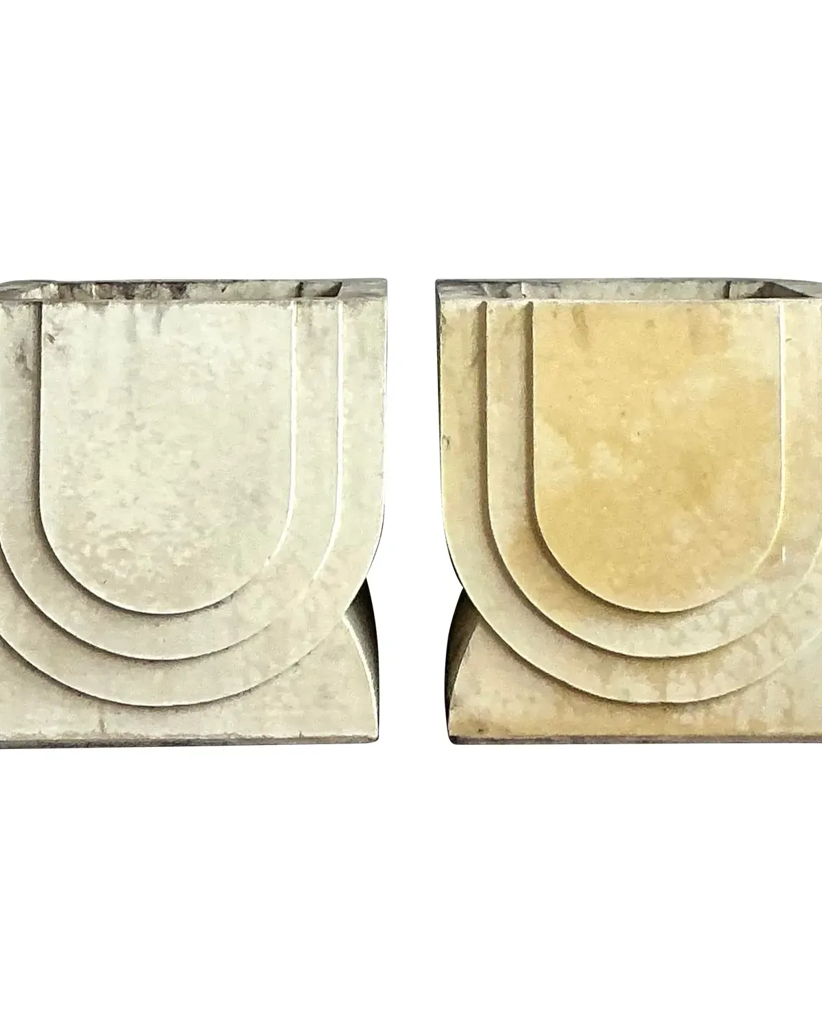 Vintage Boho Carved Stone Planters - A Pair