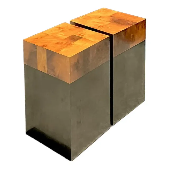 Vintage Parquet Burl Wood Drinks Tables - A Pair — additional photo 1
