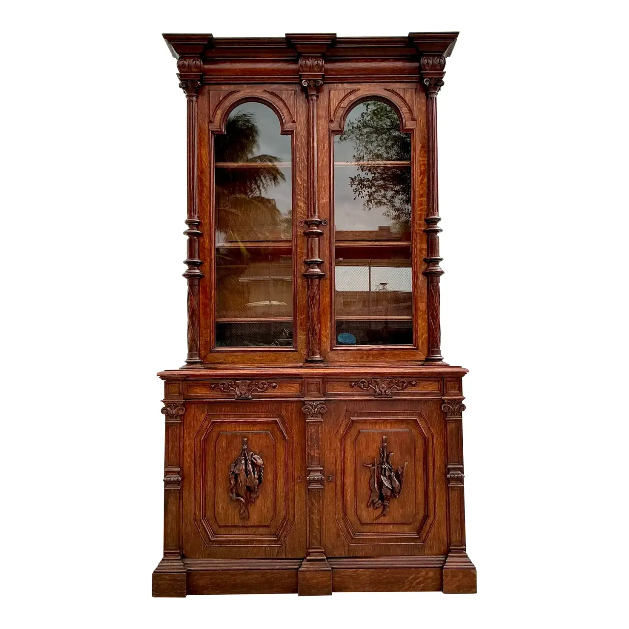Vintage Boho Black Forest Monumental Carved Cabinet