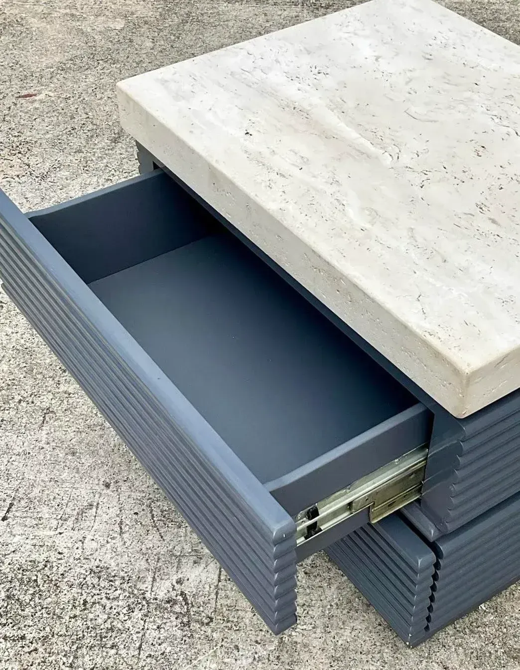 Stone Top Gray Lacquered Single Nightstand — additional photo 7