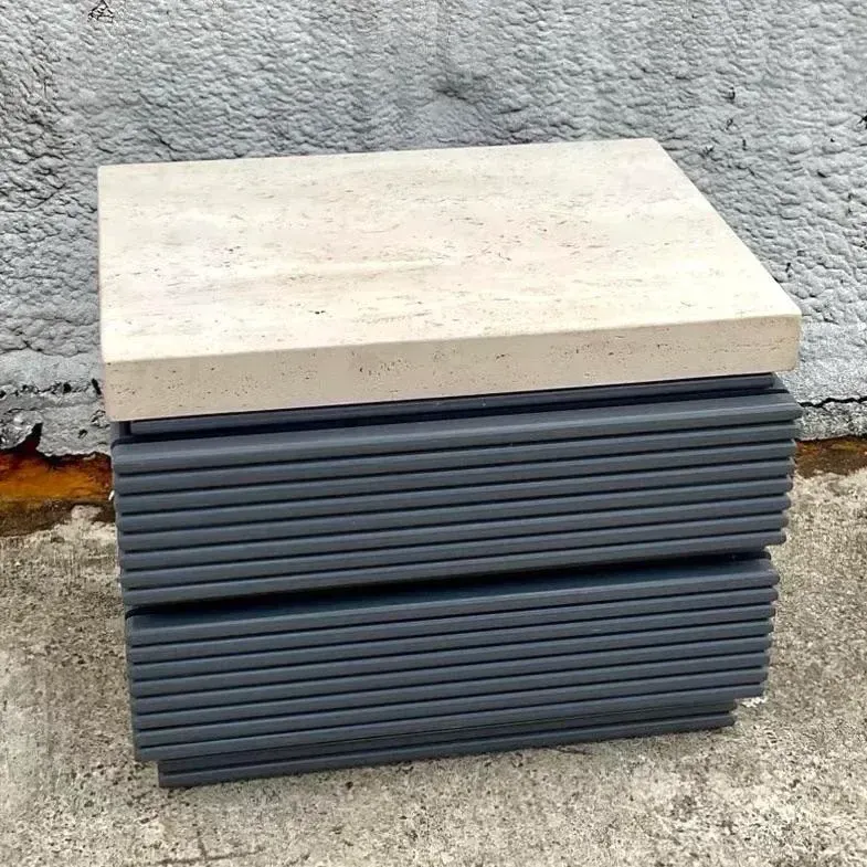Stone Top Gray Lacquered Single Nightstand — additional photo 8