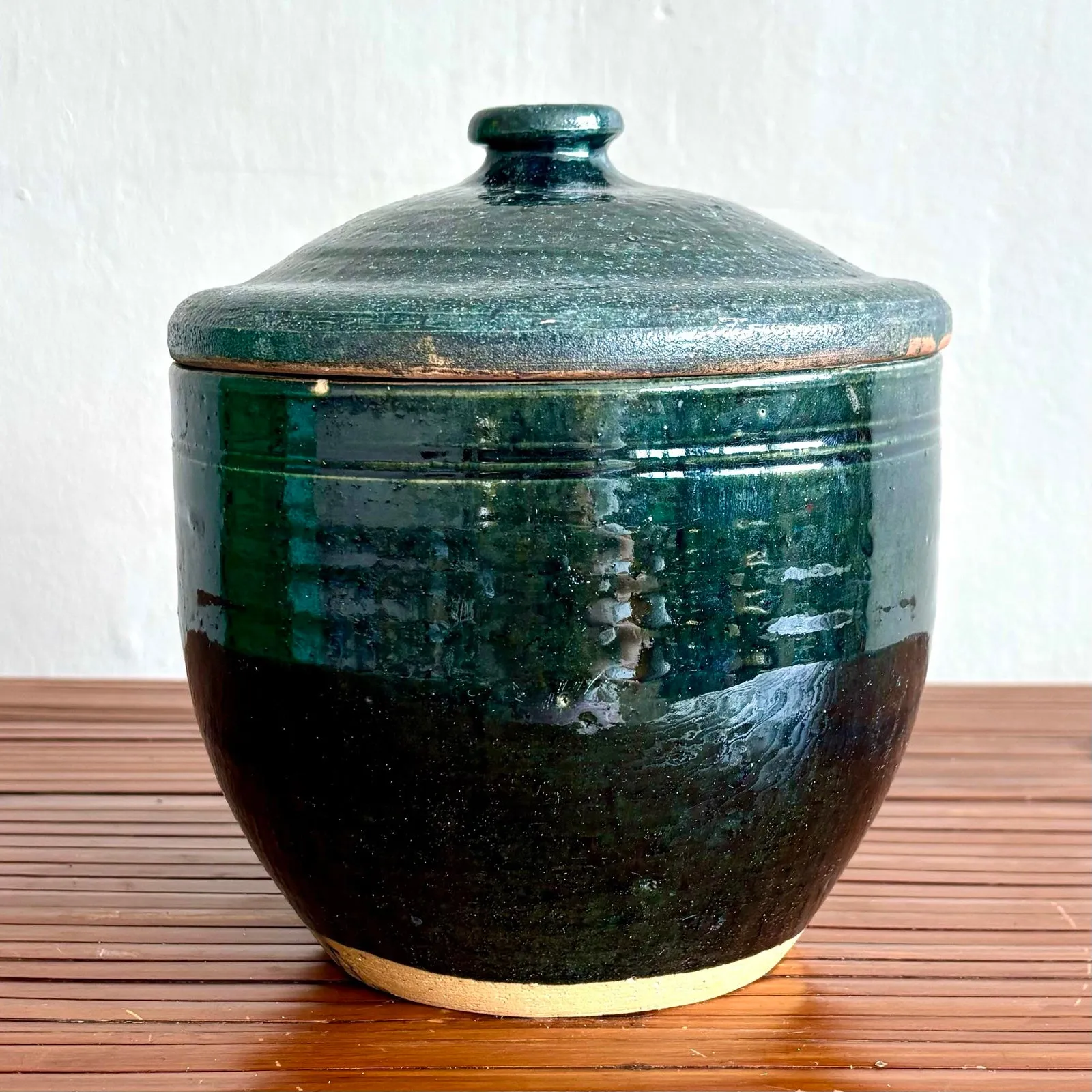 Vintag Boho Forrest Green and Terracotta Lidded Vessel — additional photo 1