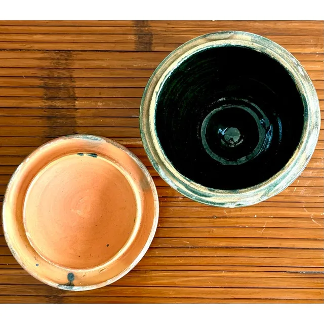 Vintag Boho Forrest Green and Terracotta Lidded Vessel — additional photo 2