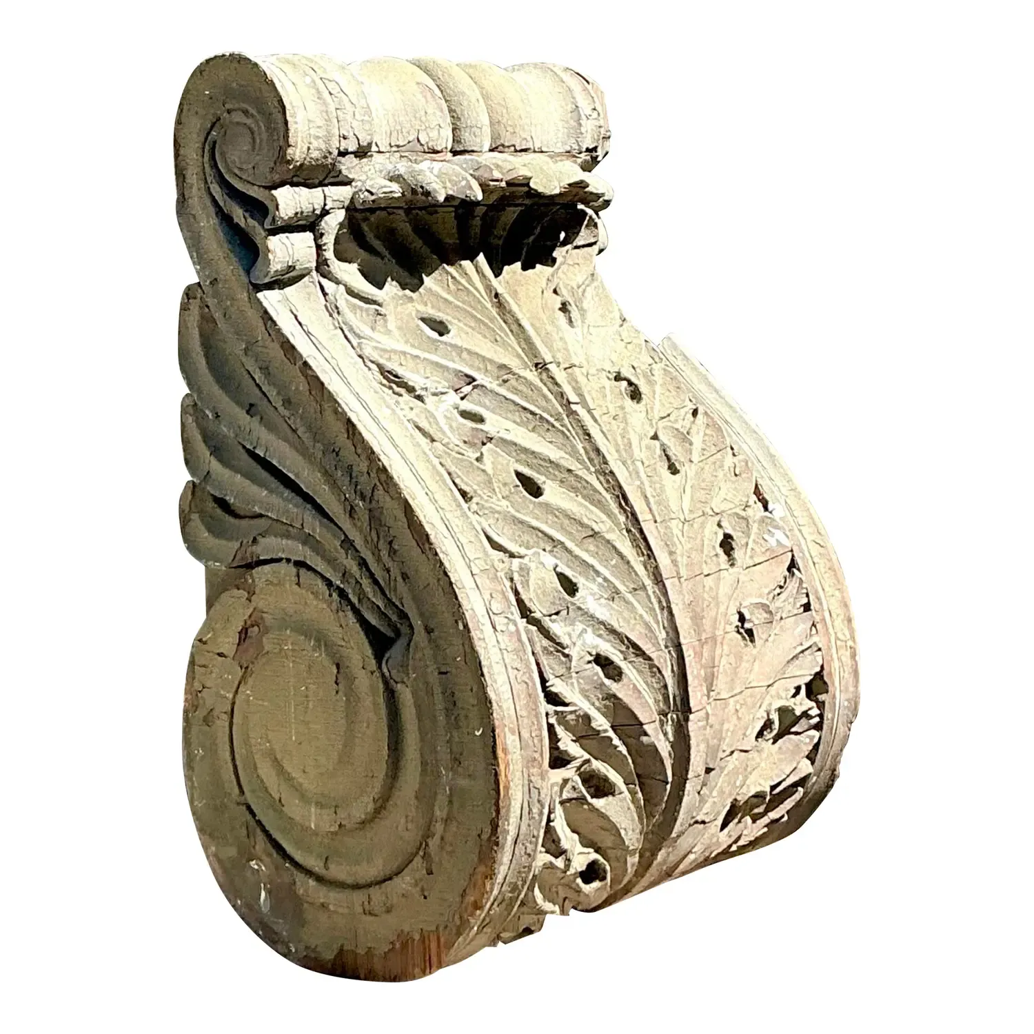 Vintage 1880s Monumental Distressed Wood Corbel — additional photo 1