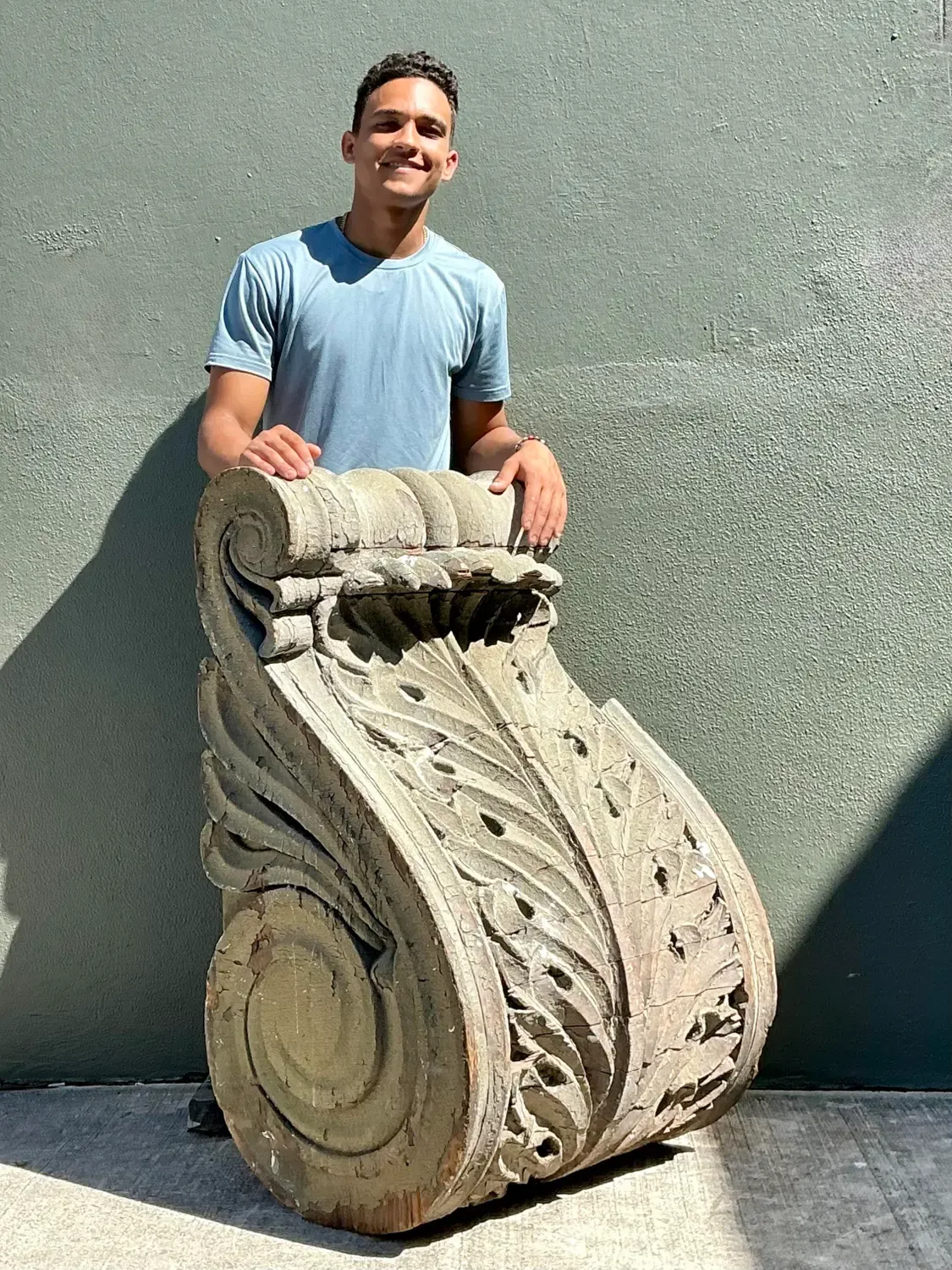 Vintage 1880s Monumental Distressed Wood Corbel — additional photo 5