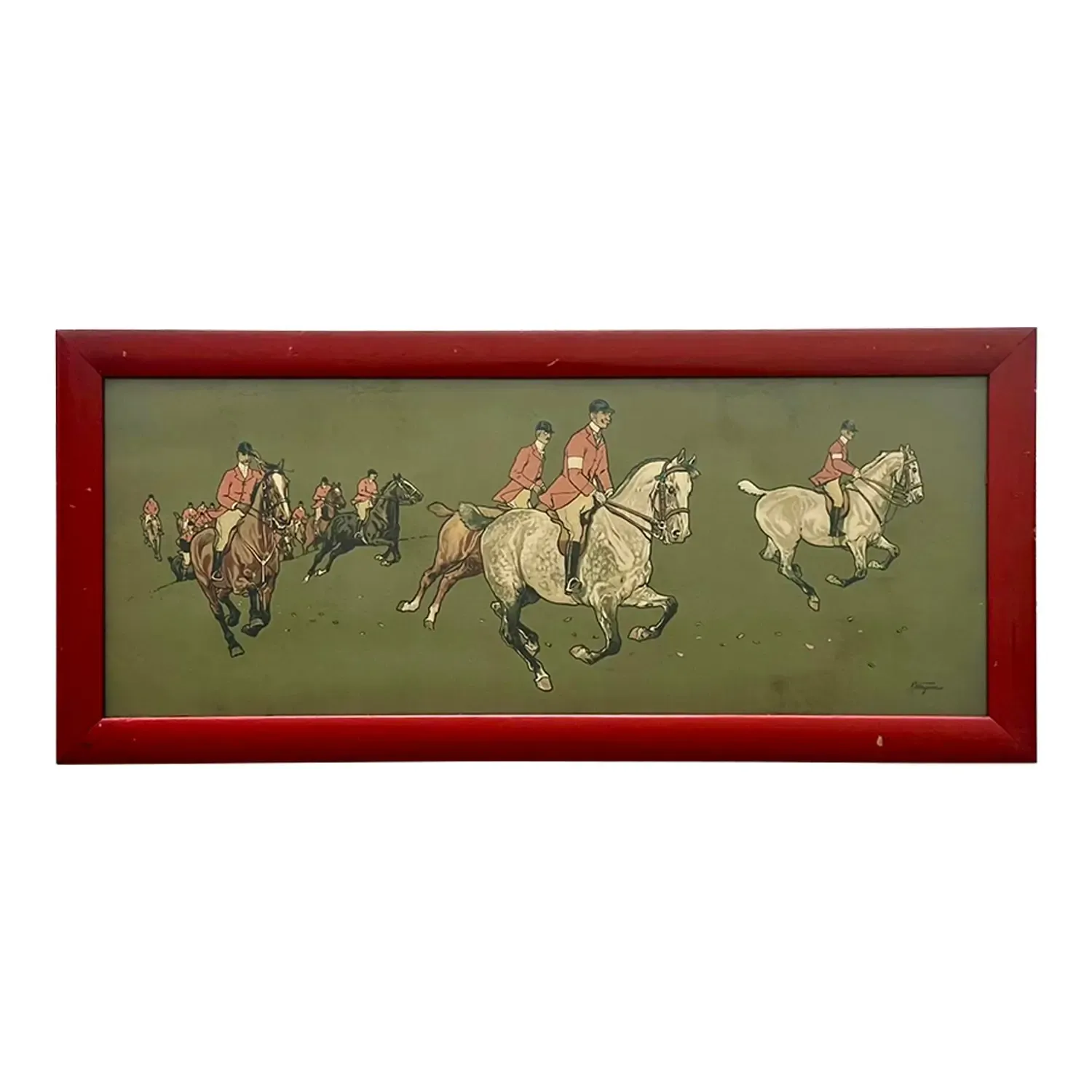 Vintage 1895 German Chomo Lithograph Polo Scene — additional photo 1