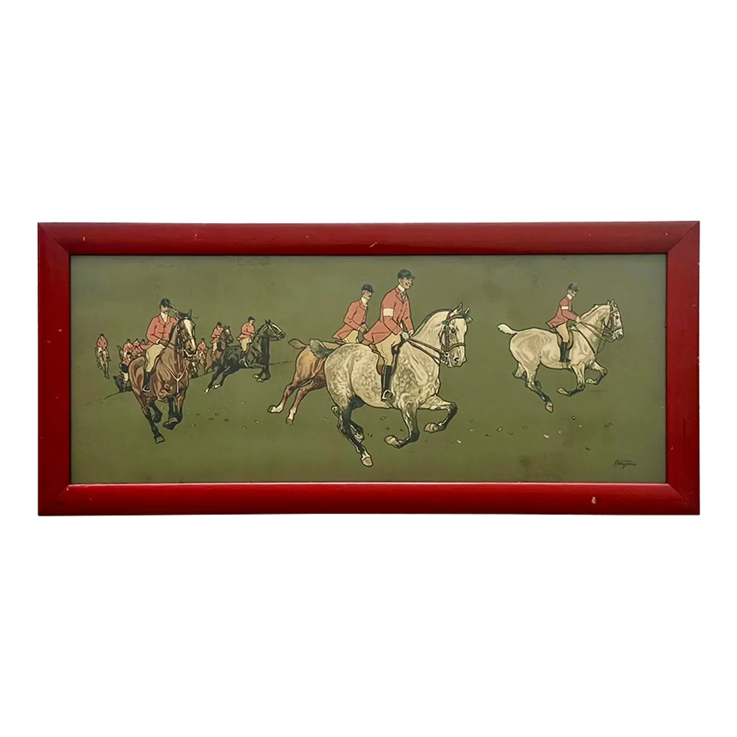 Vintage 1895 German Chomo Lithograph Polo Scene — additional photo 2