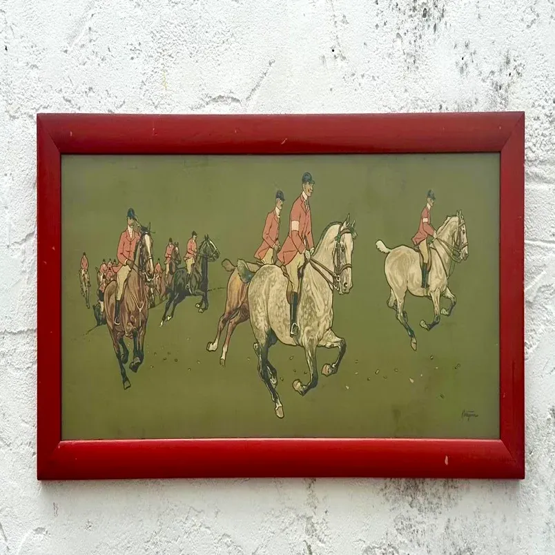 Vintage 1895 German Chomo Lithograph Polo Scene — additional photo 3