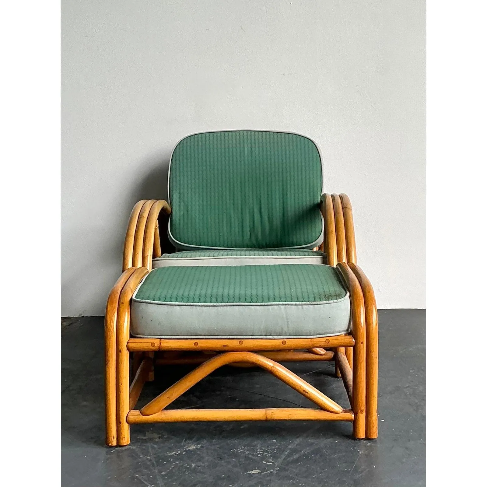 Vintage 1950s Beverly Hills Rattan Lounge Chairs and Ottoman — additional photo 1