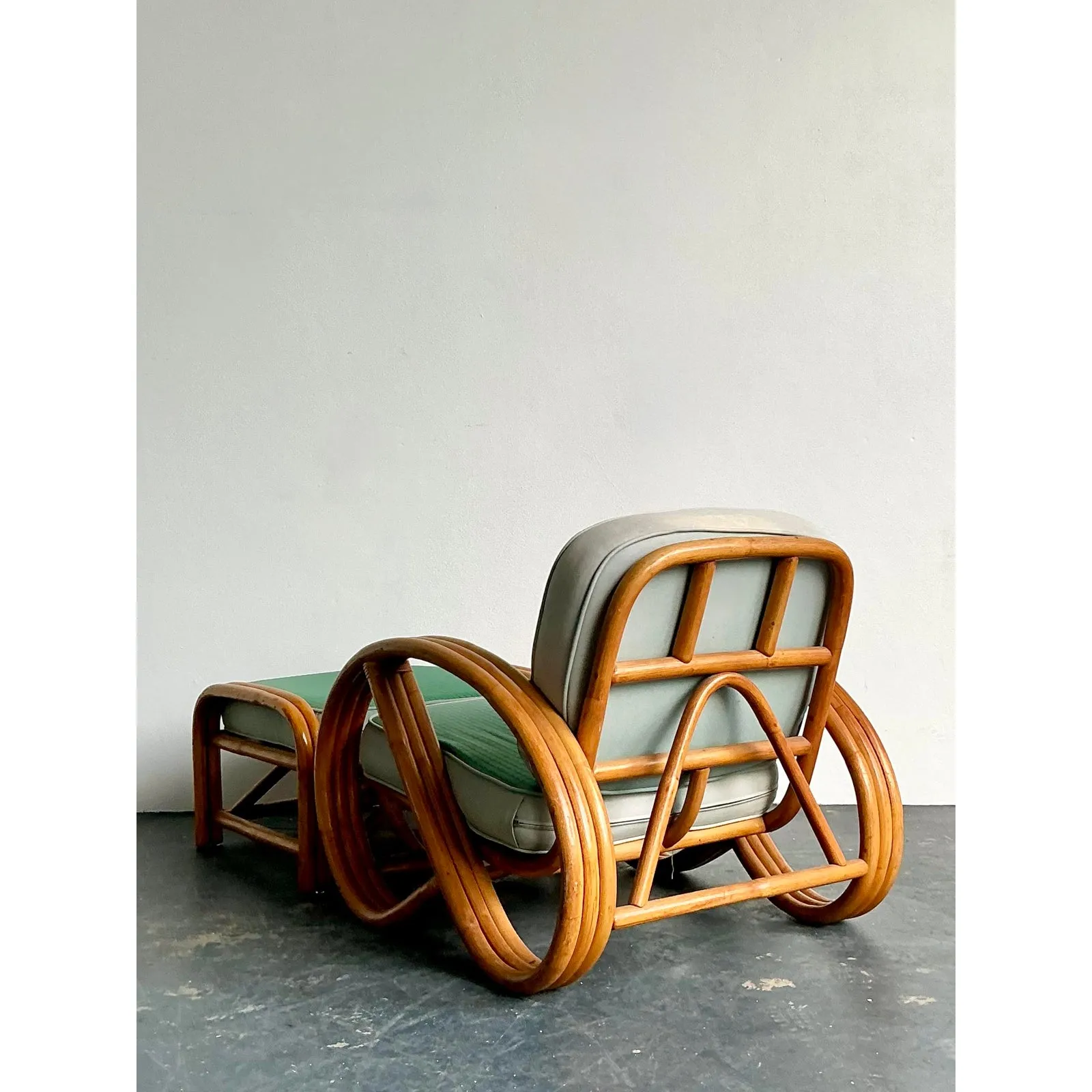 Vintage 1950s Beverly Hills Rattan Lounge Chairs and Ottoman — additional photo 2