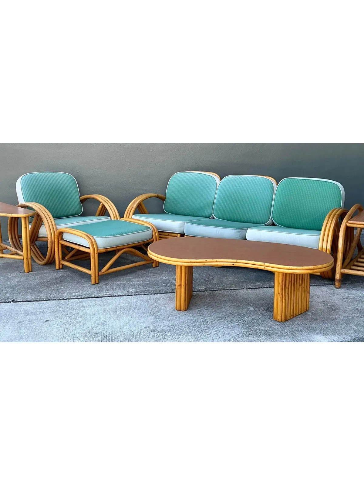 Vintage 1950s Beverly Hills Rattan Sofa - Detail view