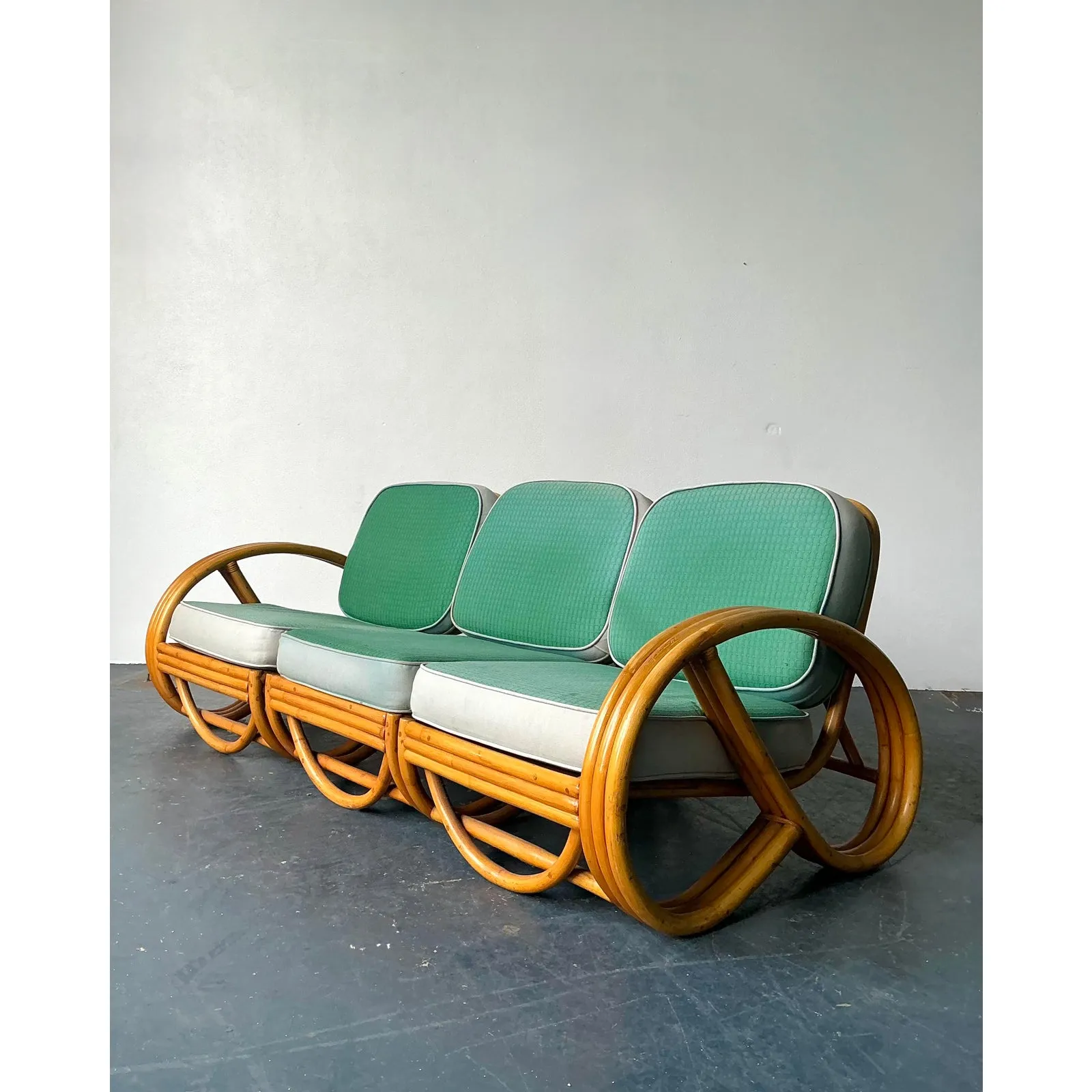 Vintage 1950s Beverly Hills Rattan Sofa — additional photo 3