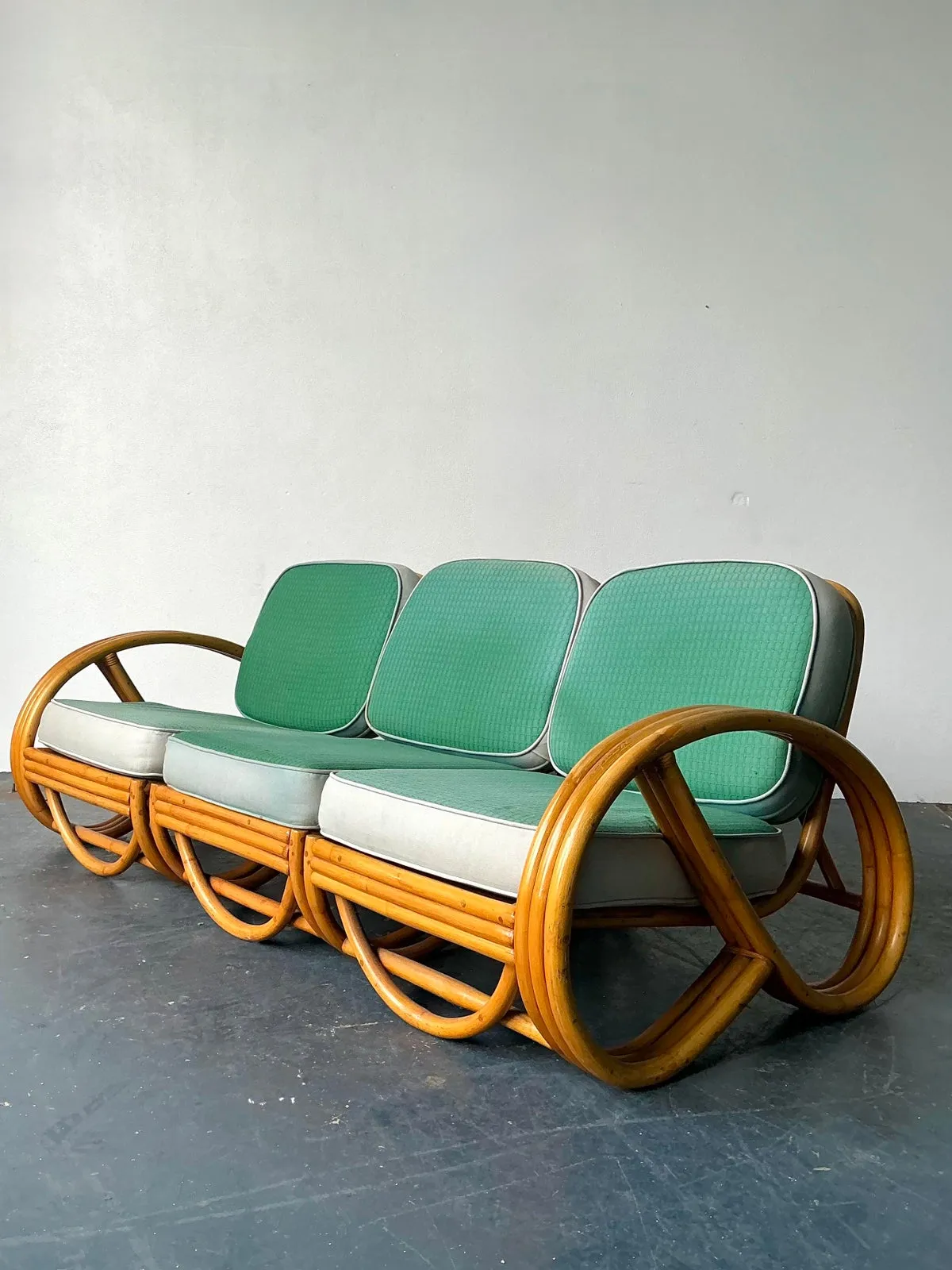 Vintage 1950s Beverly Hills Rattan Sofa — additional photo 3