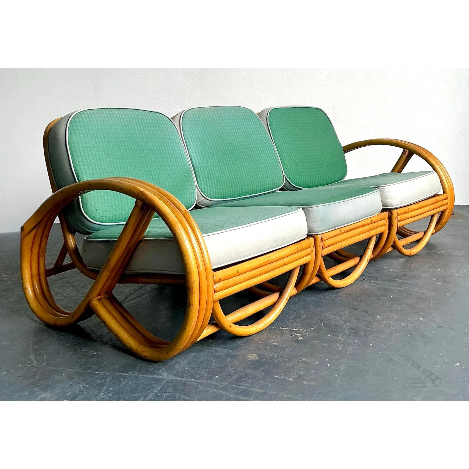 Vintage 1950s Beverly Hills Rattan Sofa — additional photo 7