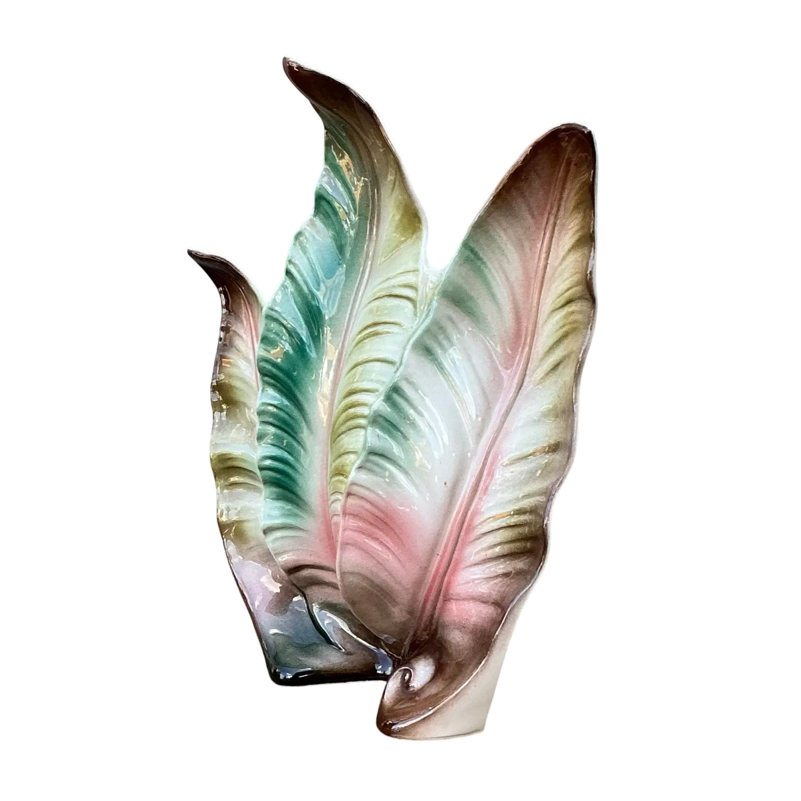 Vintage 1950s Glazed Ceramic Leaf Light — additional photo 2