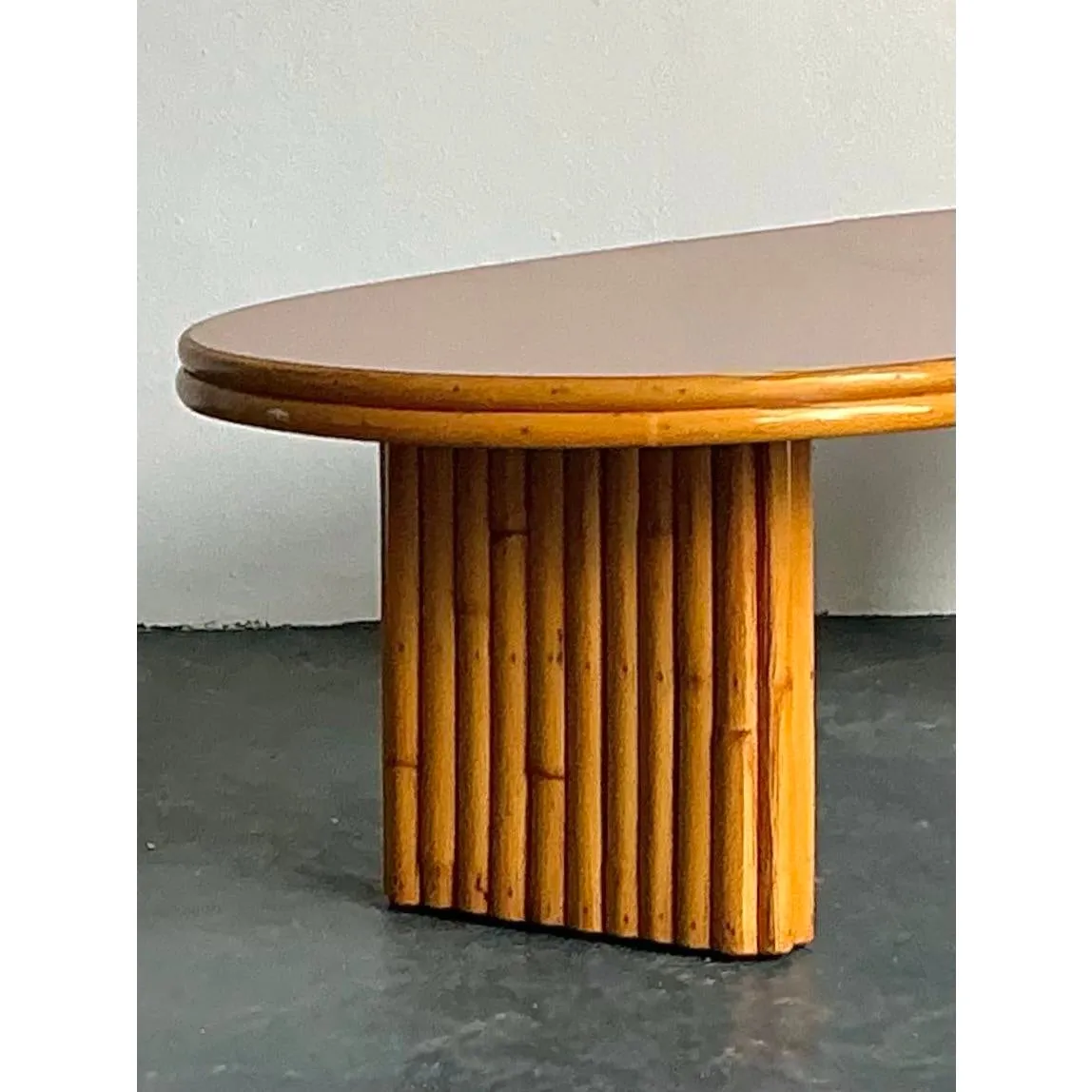 Vintage 1950s Kidney Rattan Coffee Table After Frankl — additional photo 2