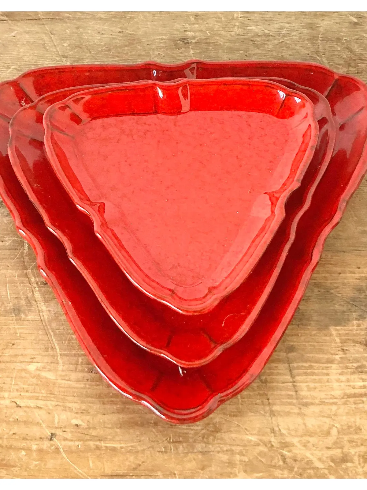 Vintage 1960s Italian Glazed Ceramic Tray Trio