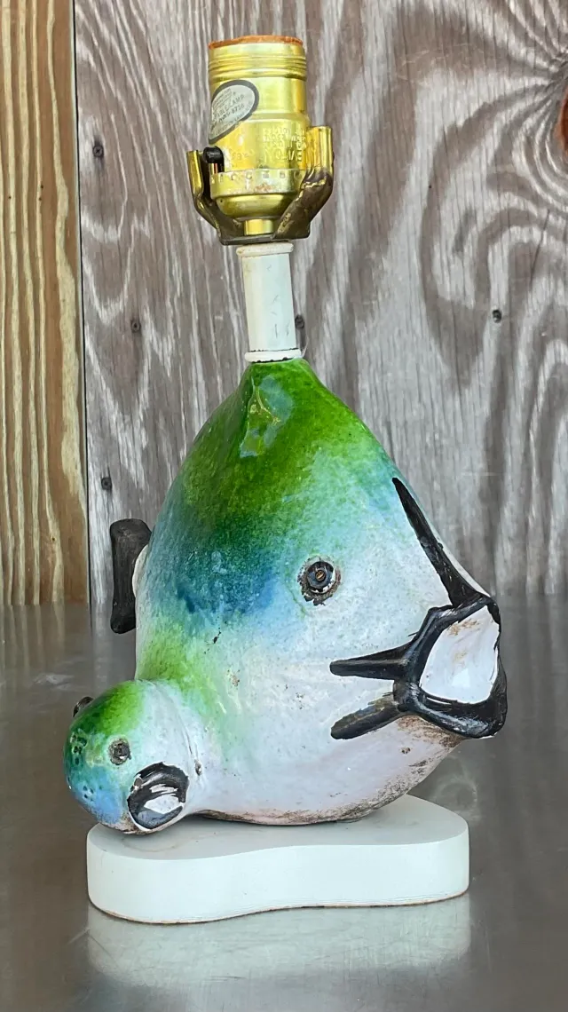 Vintage 1960s Italian Gli Etruschi Fish Lamp — additional photo 2