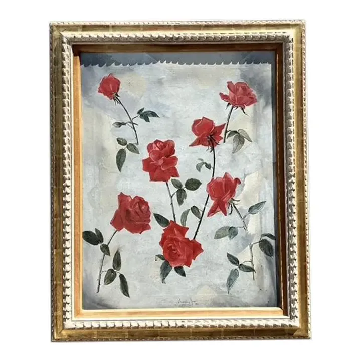 Vintage 1966 Original Floating Roses Oil on Painting — additional photo 1