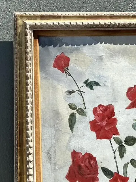 Vintage 1966 Original Floating Roses Oil on Painting — additional photo 6