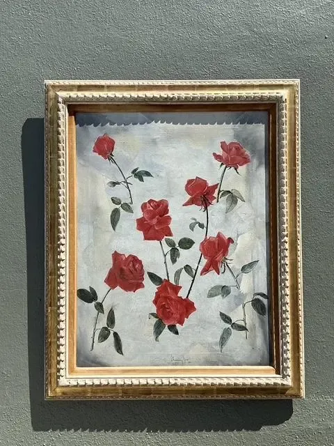 Vintage 1966 Original Floating Roses Oil on Painting — additional photo 7