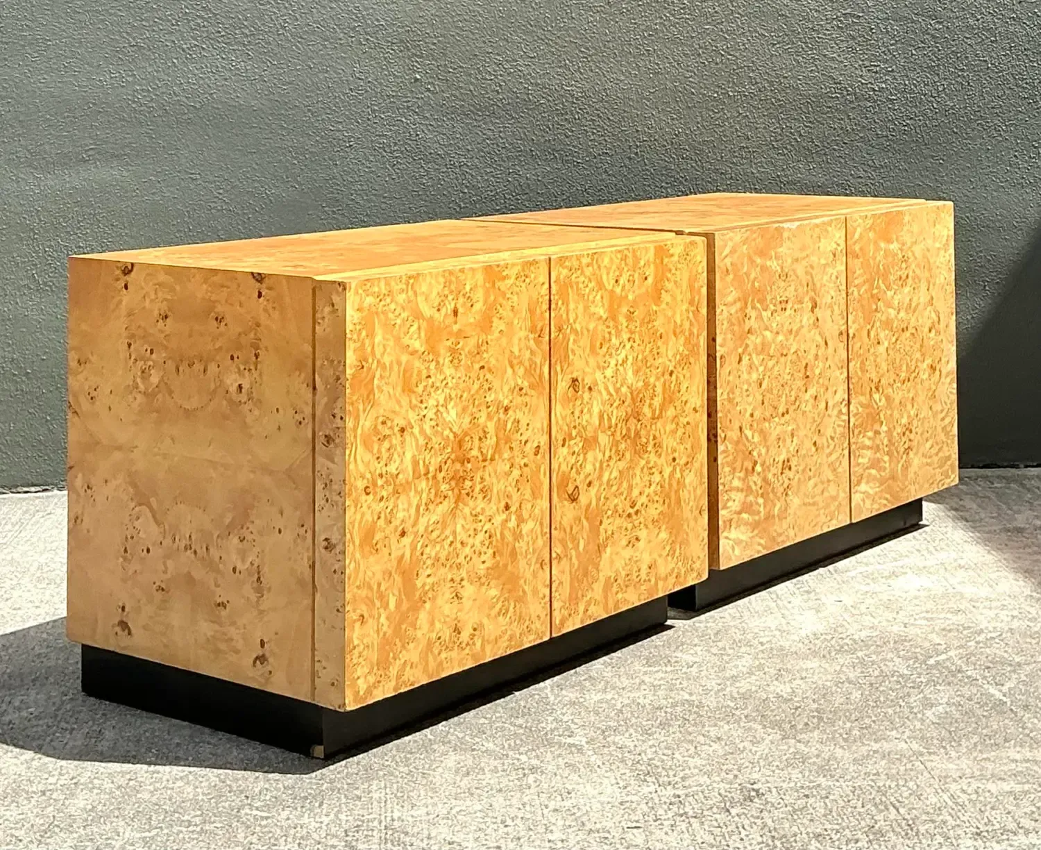 Vintage 1970s Burl Nightstands After Baughman - A Pair