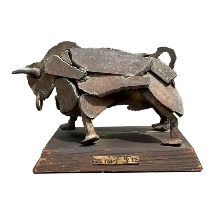 Vintage 1971 Brutalist Torch Cut Steel Bull — additional photo 2