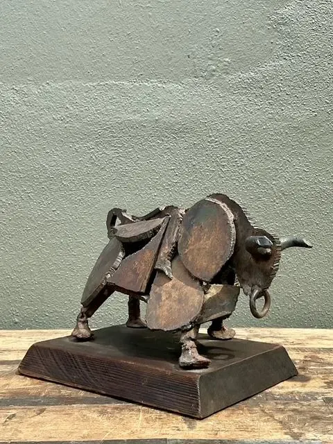 Vintage 1971 Brutalist Torch Cut Steel Bull — additional photo 4