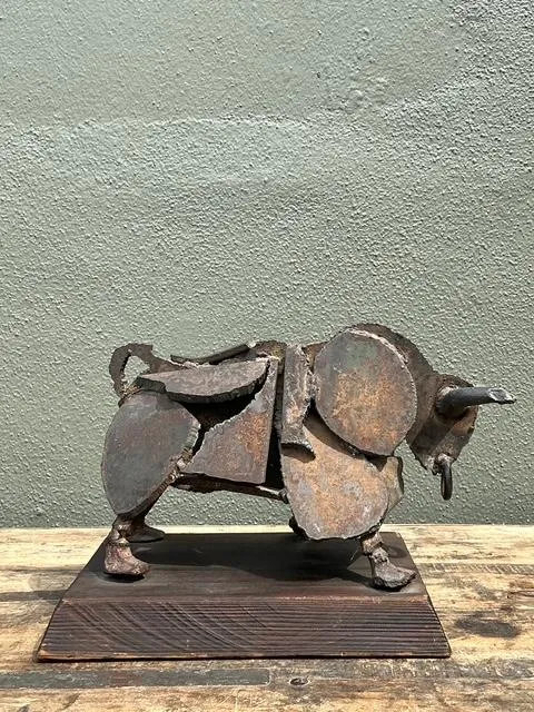 Vintage 1971 Brutalist Torch Cut Steel Bull — additional photo 5