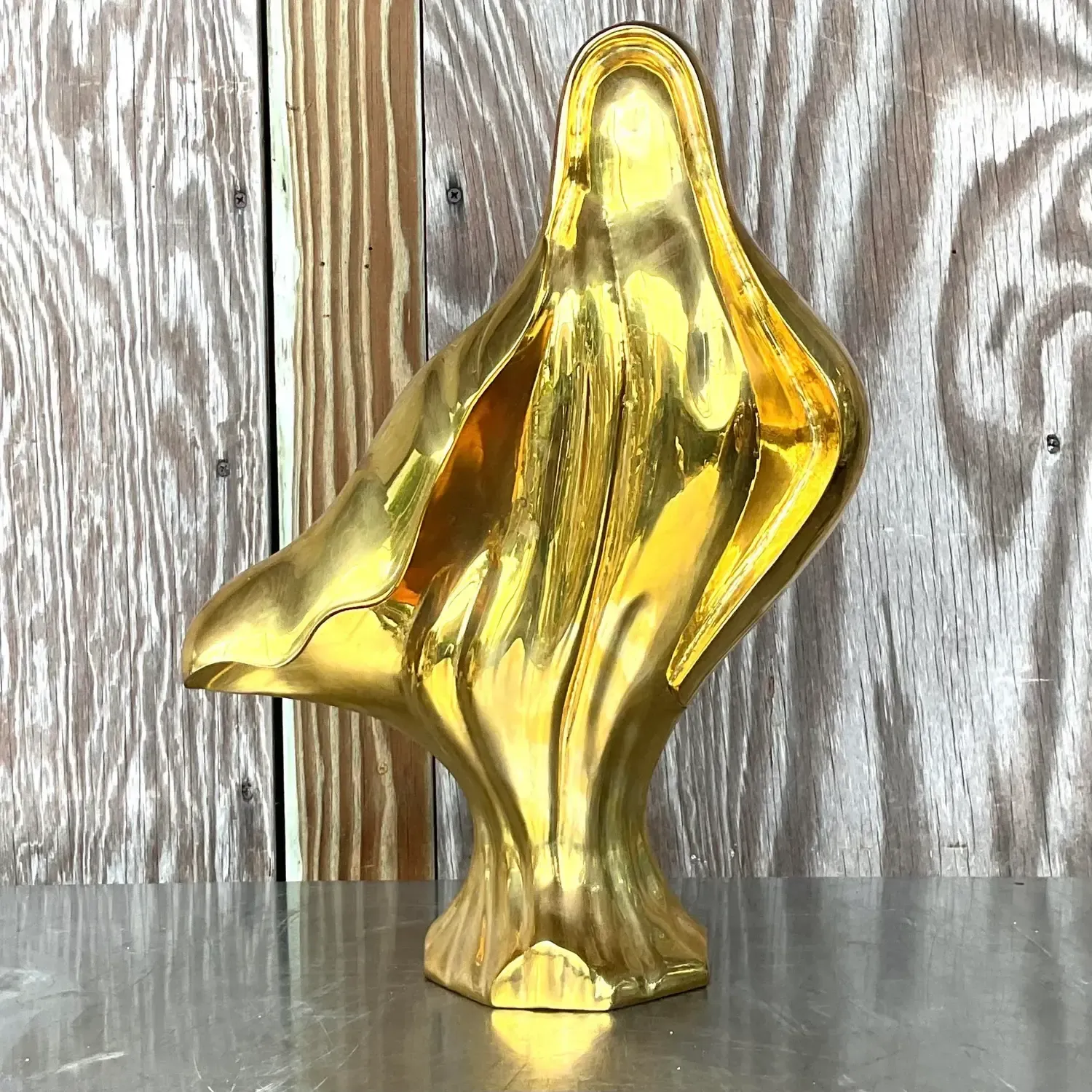 Vintage 1980s Abstract Brass Sculpture — additional photo 3