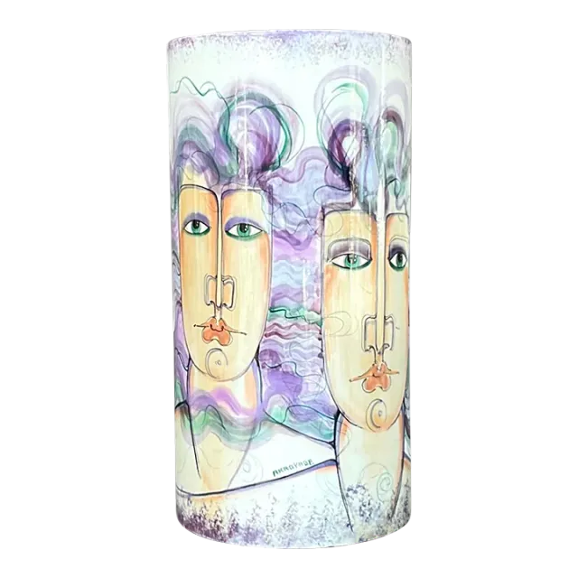 Vintage 1980s Hand Painted Ceramic Vase — additional photo 2