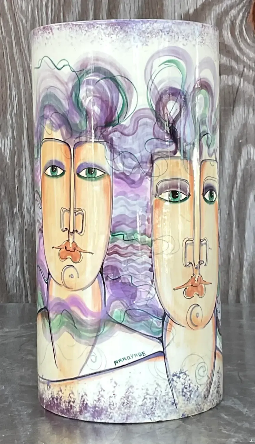 Vintage 1980s Hand Painted Ceramic Vase — additional photo 4