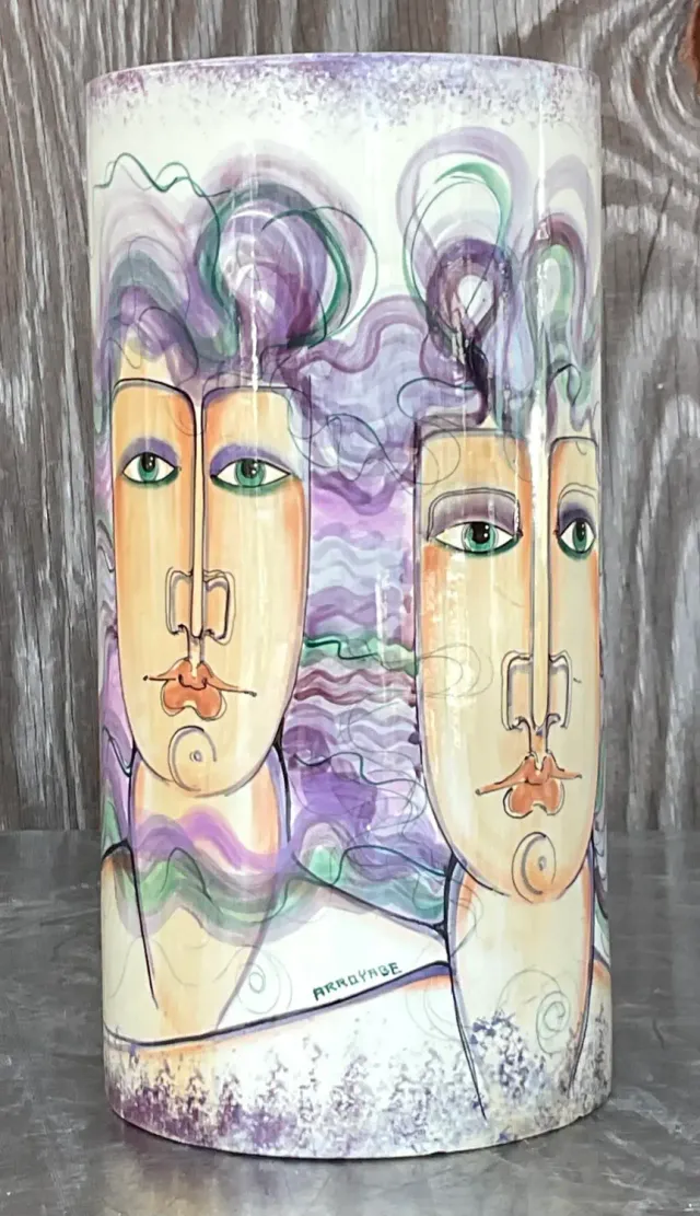 Vintage 1980s Hand Painted Ceramic Vase — additional photo 4