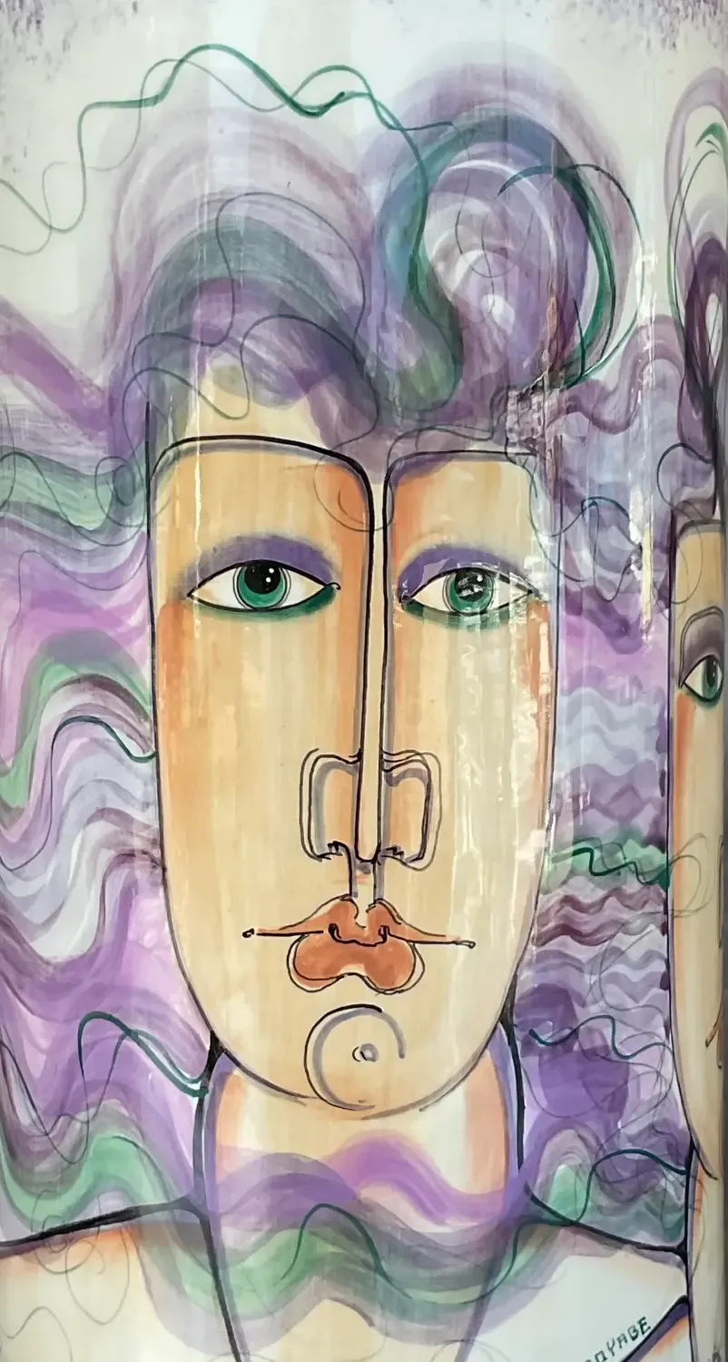 Vintage 1980s Hand Painted Ceramic Vase — additional photo 5