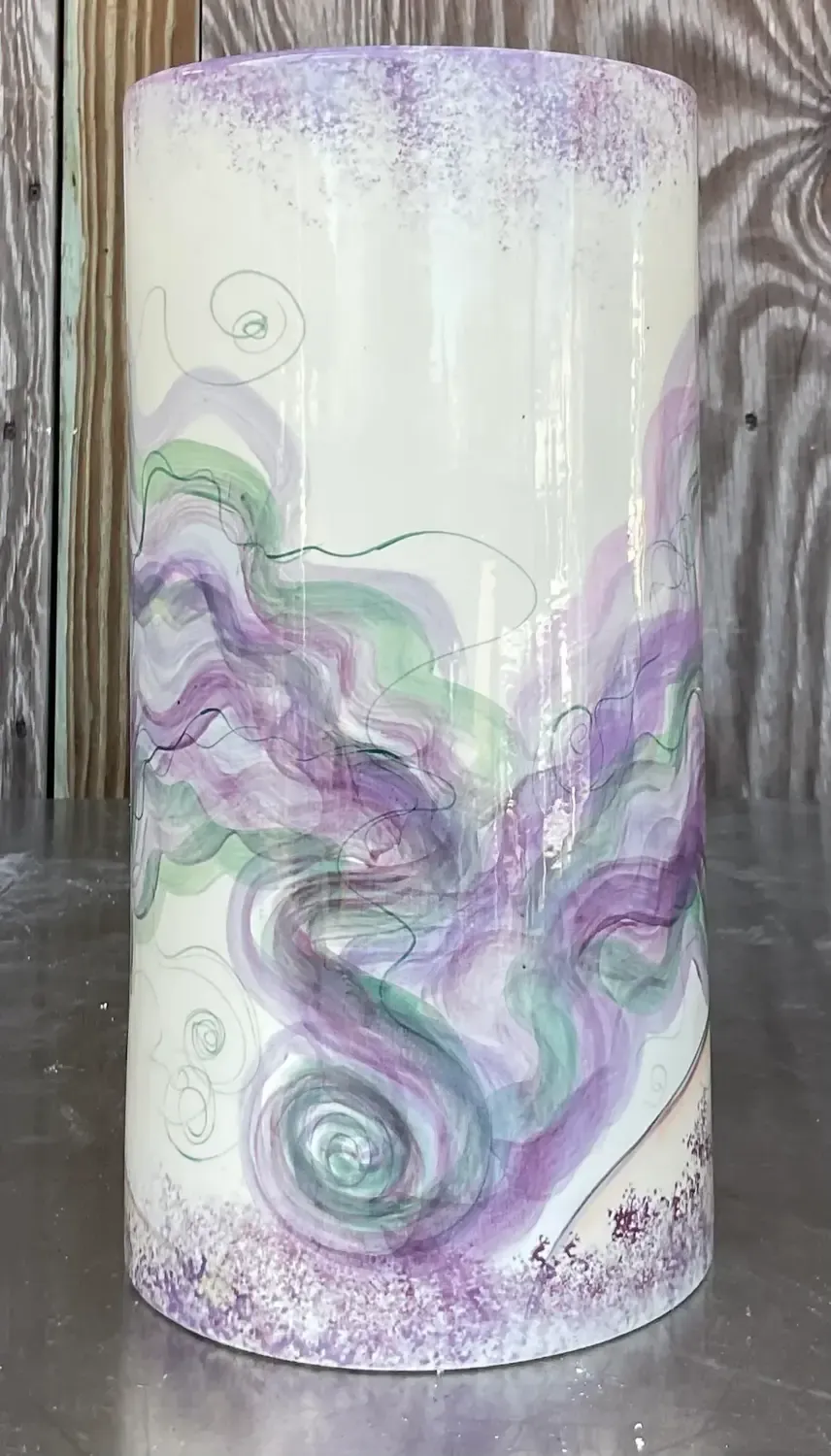 Vintage 1980s Hand Painted Ceramic Vase — additional photo 6
