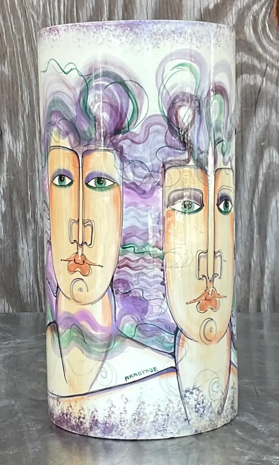 Vintage 1980s Hand Painted Ceramic Vase — additional photo 7