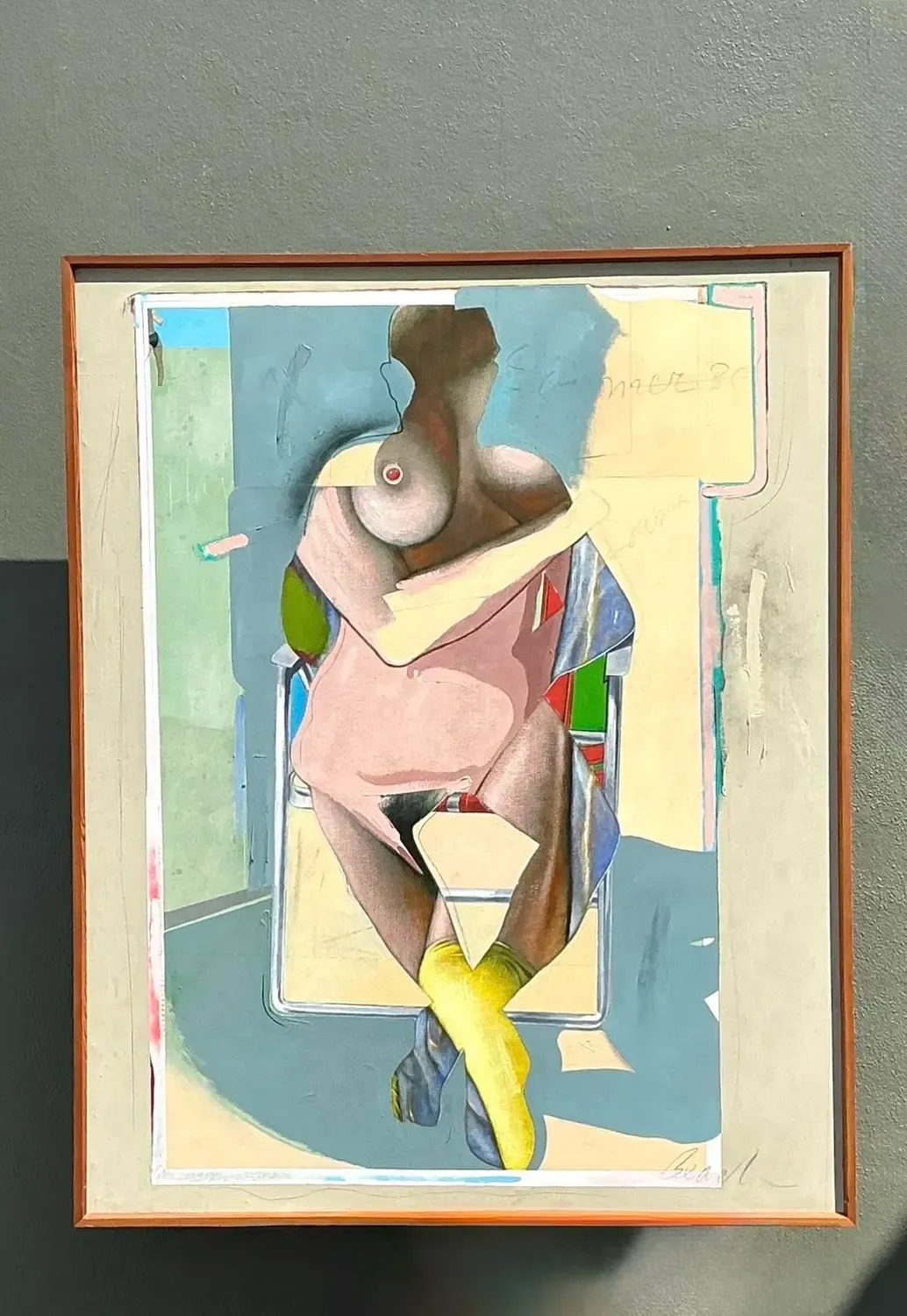 Vintage 1980s Monumental Abstract Figurative Soil on Canvas