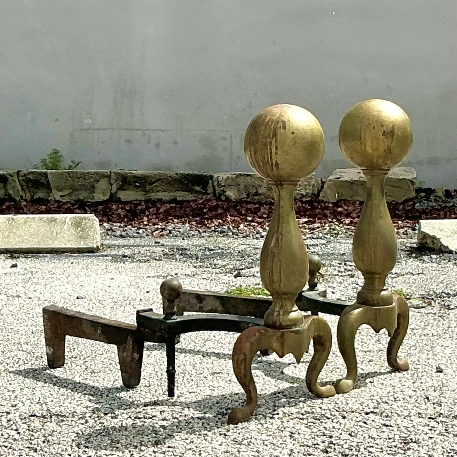 Vintage 19th Century Brass Cannonball Andirons - Set of 2 — additional photo 4