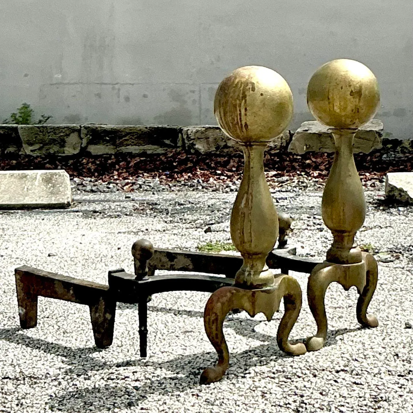 Vintage 19th Century Brass Cannonball Andirons - Set of 2 — additional photo 8