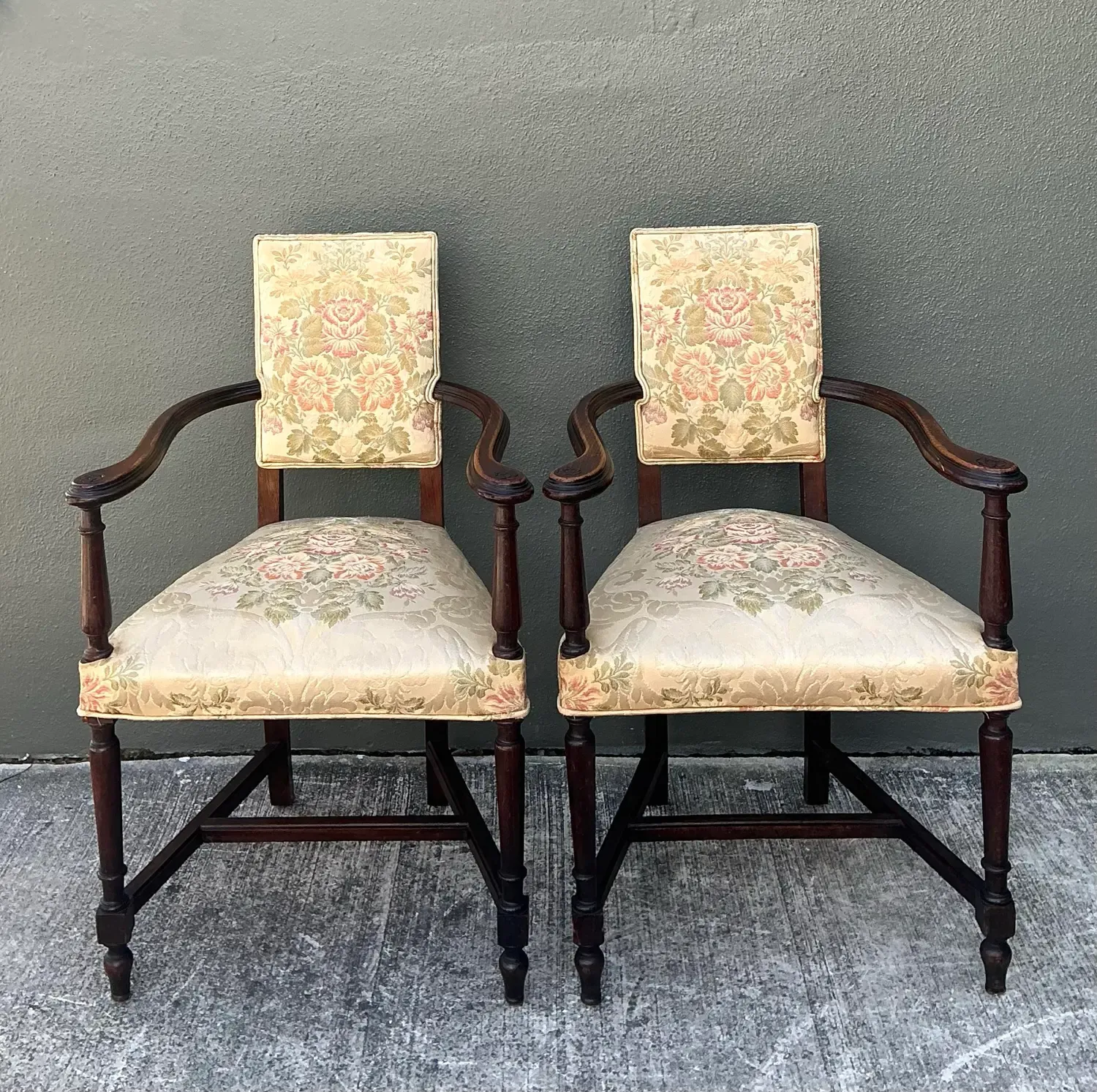 Vintage 19th Century Carved Arm Chairs - A Pair — additional photo 1
