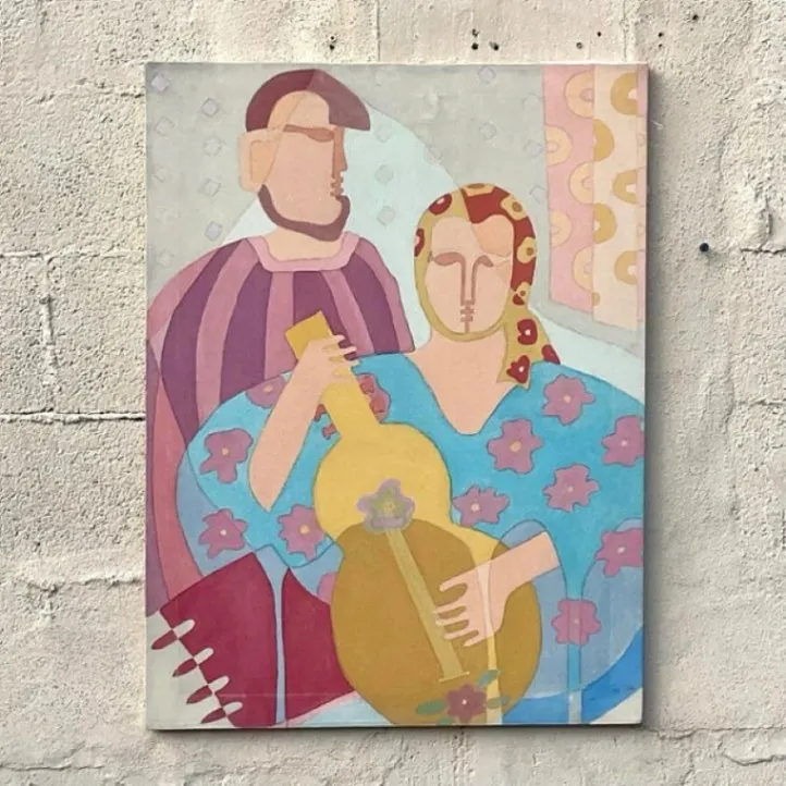 Vintage 20th Century Original Abstract Figural Oil on Canvas — additional photo 2