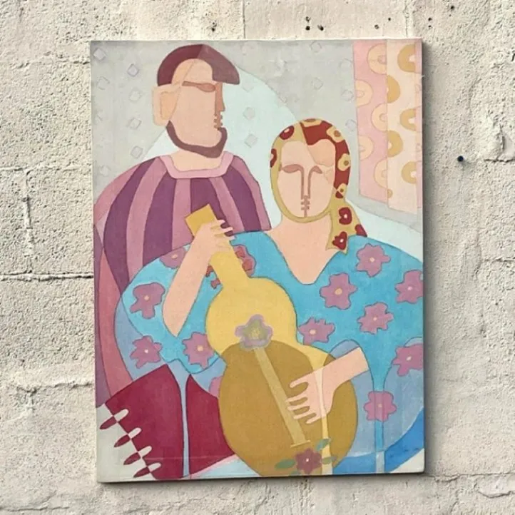 Vintage 20th Century Original Abstract Figural Oil on Canvas — additional photo 3