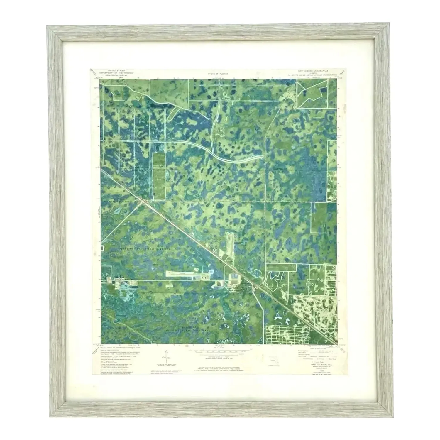 Vintage 50s Topographical Map of the Florida Keys