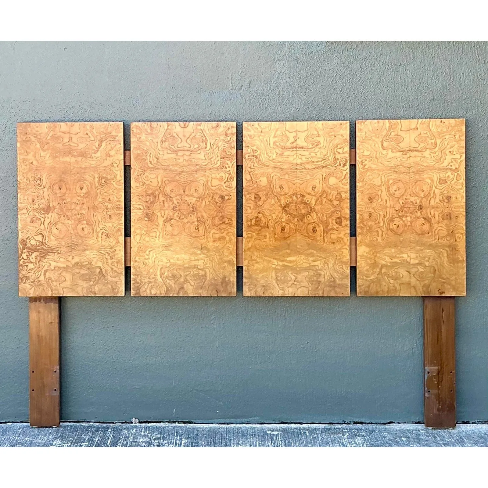 Vintage 70s Burl Wood Panel Full Headboard — additional photo 4