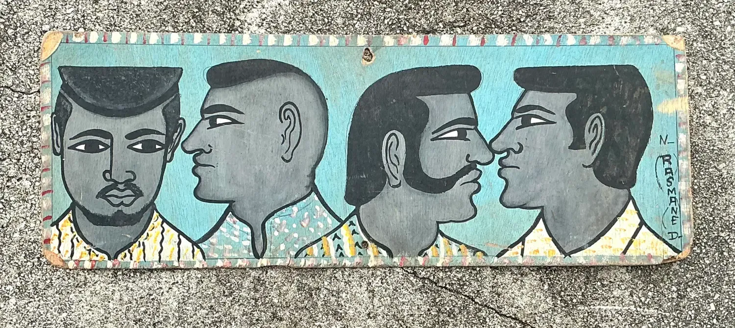 Vintage 70s Hand Painted Barber Hairstyle Sign — additional photo 2