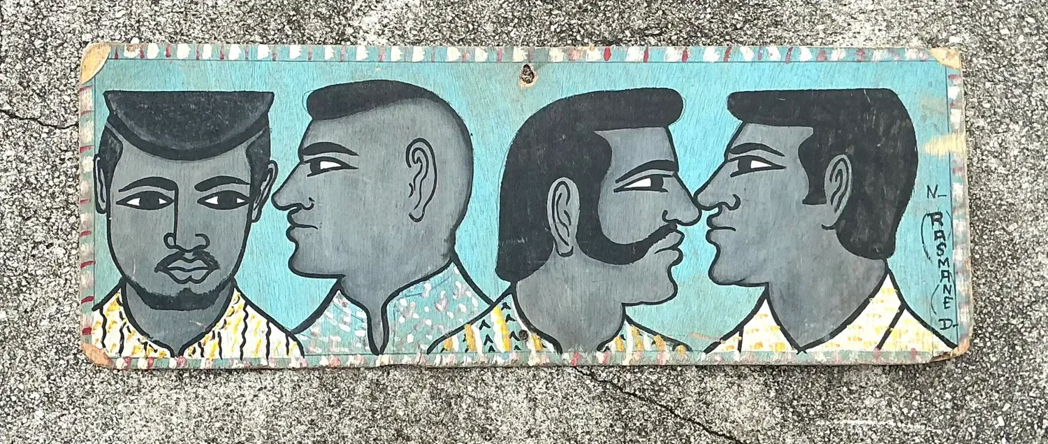 Vintage 70s Hand Painted Barber Hairstyle Sign — additional photo 3