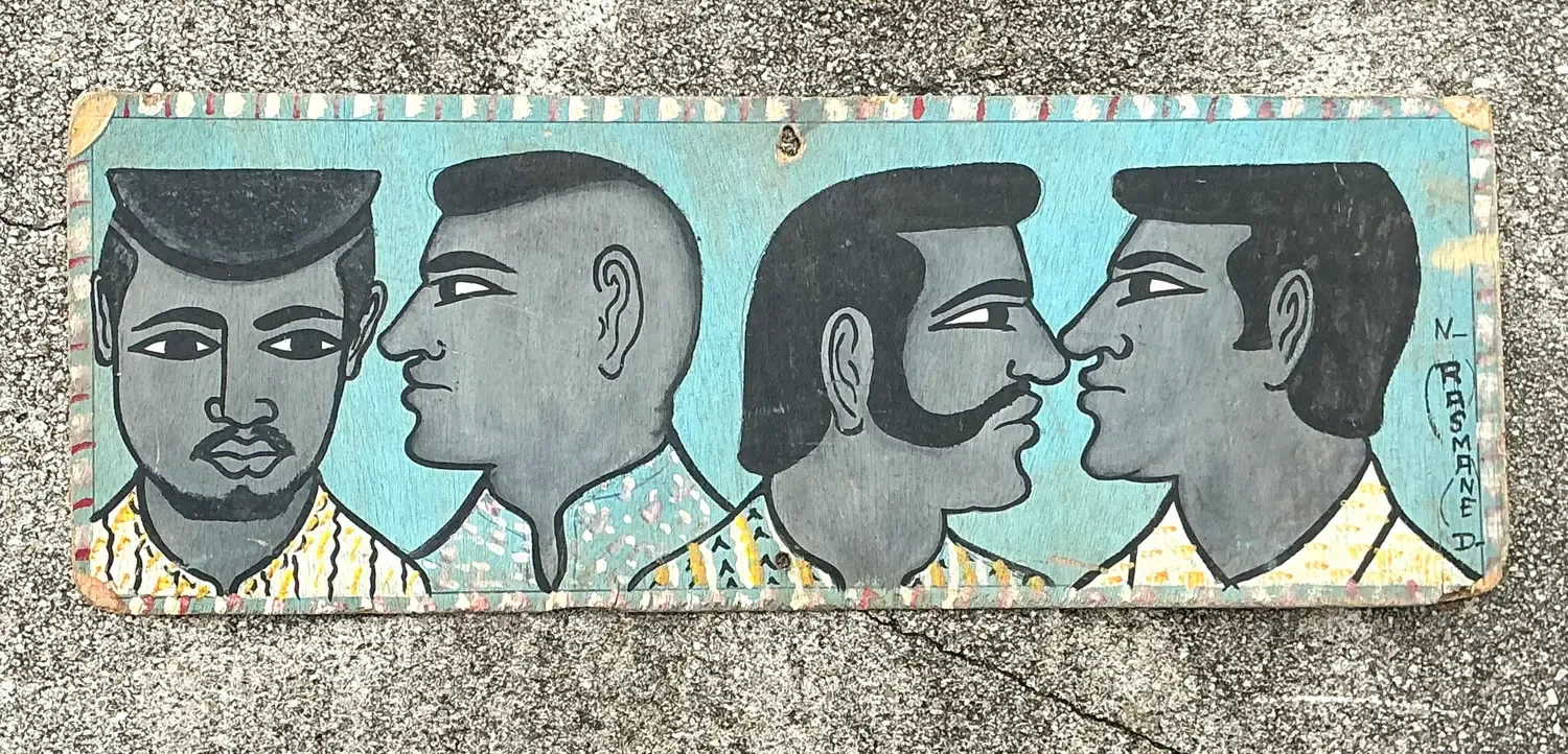 Vintage 70s Hand Painted Barber Hairstyle Sign — additional photo 4